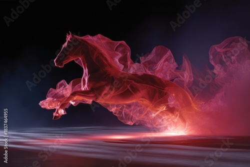 Red horse gallops through vibrant colors celebrating Chinese New Year 2026 with energy and grace