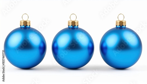 set of blue christmas ball isolated on white background
