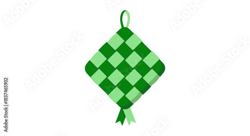 Green Ketupat Pattern Background Southeast Asian Culture Ramadan Eid Al-Fitr