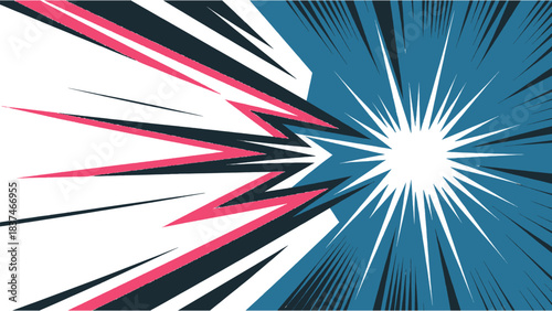Dynamic comic explosion background with bold speed lines and vibrant energy burst