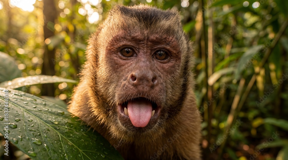 Obraz premium Cute Monkey Portrait in Jungle 