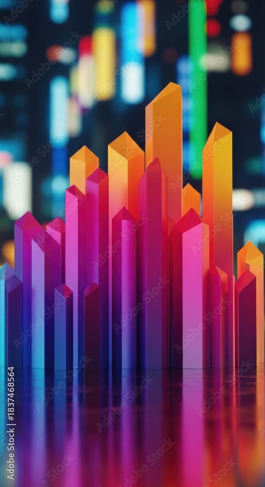Obraz premium Abstract colorful crystalline growth in modern futuristic landscape