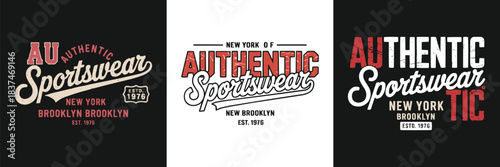 Authentic Sportswear New York Brooklyn vintage typography badge for apparel and lifestyle branding