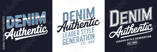 Denim Authentic vintage typography emblem with handcrafted lettering for fashion and apparel branding