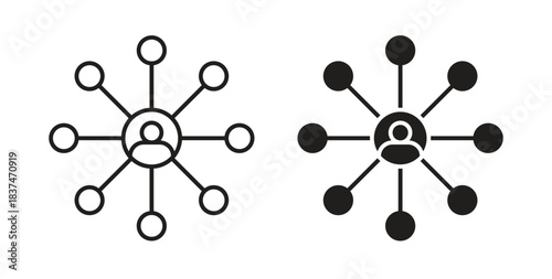 Affiliate marketing icons, vector design. Silhouette and stroke icon collection