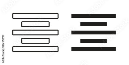 Align center icons, vector design. Silhouette and stroke icon collection