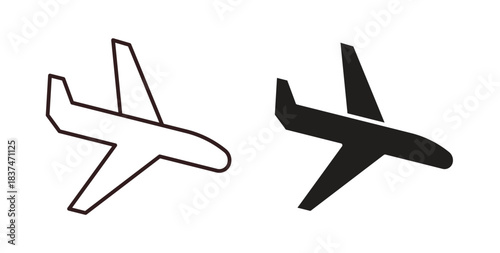 Arrival icons, vector design. Silhouette and stroke icon collection