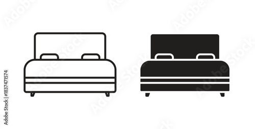 Bed icons, vector design. Silhouette and stroke icon collection