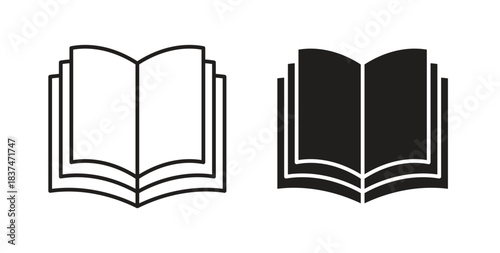 Book icons, vector design. Silhouette and stroke icon collection
