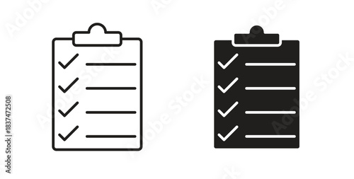 Clipboard icons, vector design. Silhouette and stroke icon collection