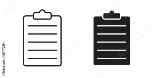 Clipboard icons, vector design. Silhouette and stroke icon collection