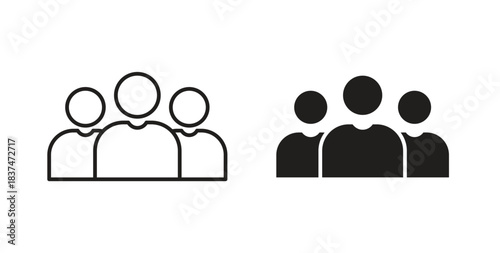 Community icons, vector design. Silhouette and stroke icon collection