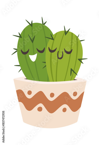 Beloved couple of potted cactuses