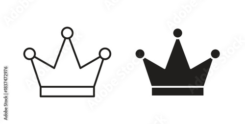 Crown icons, vector design. Silhouette and stroke icon collection