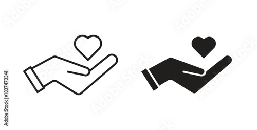 Donate icons, vector design. Silhouette and stroke icon collection