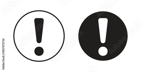 Exclamation icons, vector design. Silhouette and stroke icon collection