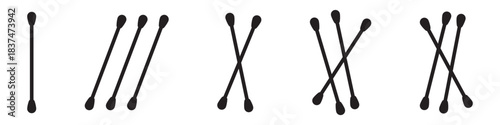 Cotton Swabs Beauty Care Tool Icon Collection