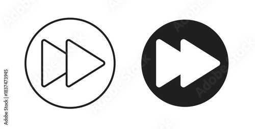 Fast forward icons, vector design. Silhouette and stroke icon collection