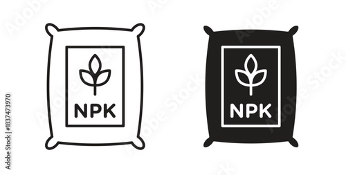 Fertilizer icons, vector design. Silhouette and stroke icon collection