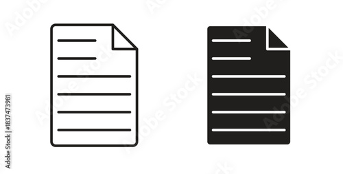 File icons, vector design. Silhouette and stroke icon collection