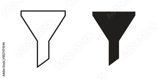 Funnel icons, vector design. Silhouette and stroke icon collection
