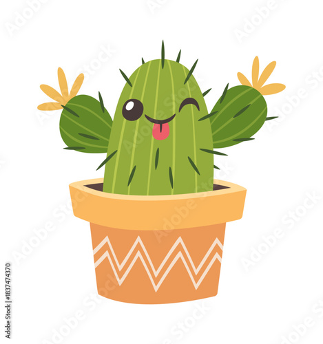 Funky winking cactus in pot
