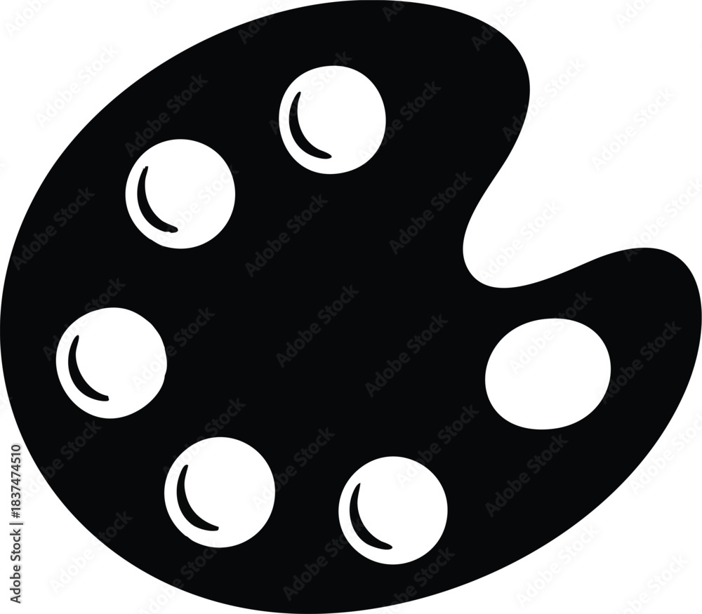 Fototapeta premium Black artists palette with paint wells perfect for creative painting and artistic endeavors.