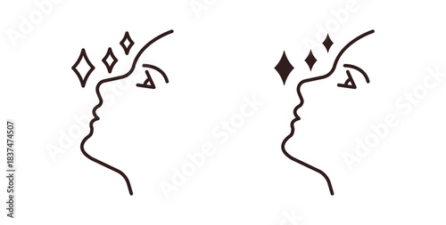 Glowing skin icons, vector design. Silhouette and stroke icon collection