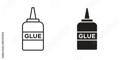 Glue icons, vector design. Silhouette and stroke icon collection