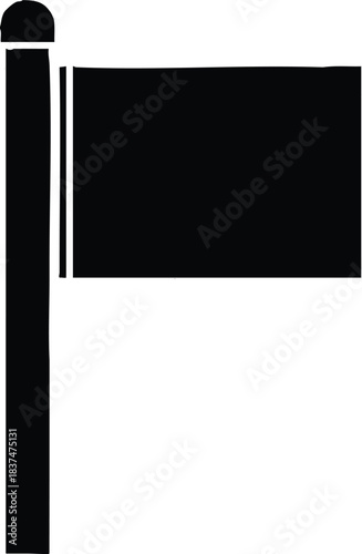 Black flag illustration on a white background simple design minimalist style graphic representation.