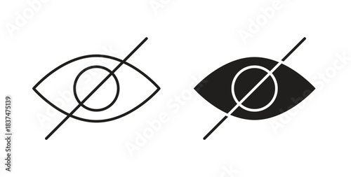 Hide icons, vector design. Silhouette and stroke icon collection