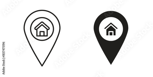 Free Download Home location icons, vector design. Silhouette and stroke icon collection - GFXLoad