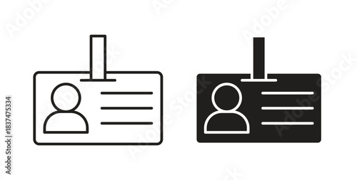 Identity card icons, vector design. Silhouette and stroke icon collection