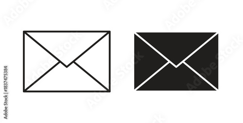 Inbox icons, vector design. Silhouette and stroke icon collection