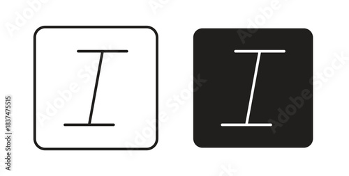 Italic button icons, vector design. Silhouette and stroke icon collection