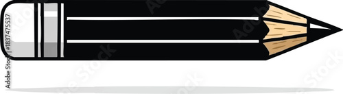 Black pencil with eraser and sharp tip perfect for writing and drawing.