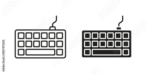 Keyboard icons, vector design. Silhouette and stroke icon collection