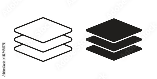 Layers icons, vector design. Silhouette and stroke icon collection