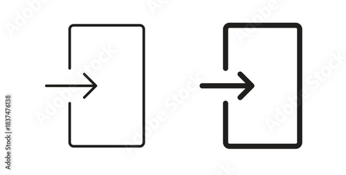 Log in icons, vector design. Silhouette and stroke icon collection