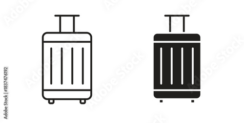 Luggage icons, vector design. Silhouette and stroke icon collection