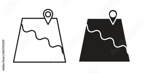 Map icons, vector design. Silhouette and stroke icon collection