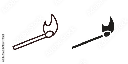 Matches icons, vector design. Silhouette and stroke icon collection