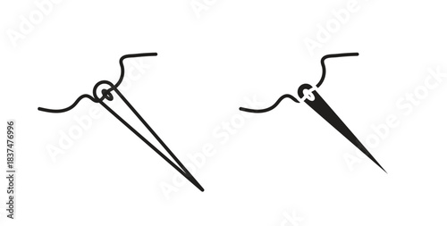 Needle icons, vector design. Silhouette and stroke icon collection