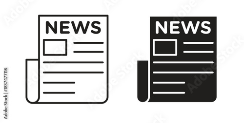 News icons, vector design. Silhouette and stroke icon collection