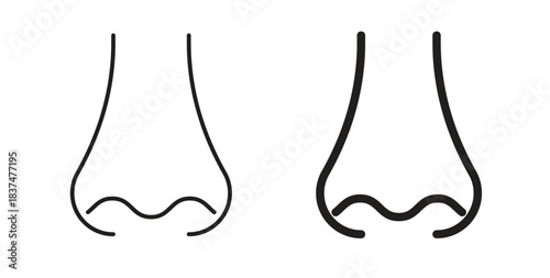 Nose icons, vector design. Silhouette and stroke icon collection