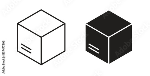 Package icons, vector design. Silhouette and stroke icon collection