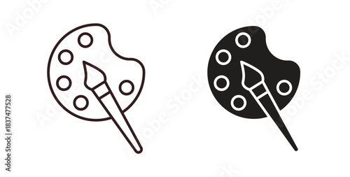 Paint icons, vector design. Silhouette and stroke icon collection