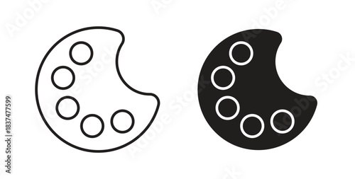 Palette icons, vector design. Silhouette and stroke icon collection