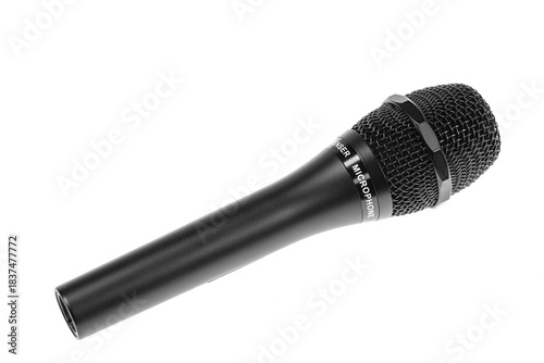 Black wireless condenser microphone isolated on white background