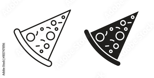 Pizza icons, vector design. Silhouette and stroke icon collection
